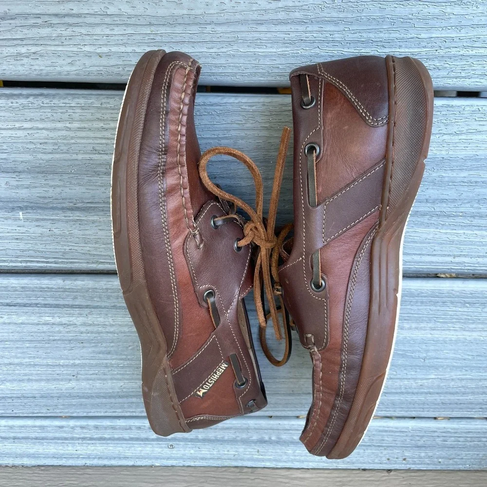 Mephisto Spinnaker Air Relax‎ Boat Shoes Men Brown Leather Size 7.5 Deck Loafer